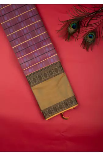 Lavender and green pure kanchi cotton saree