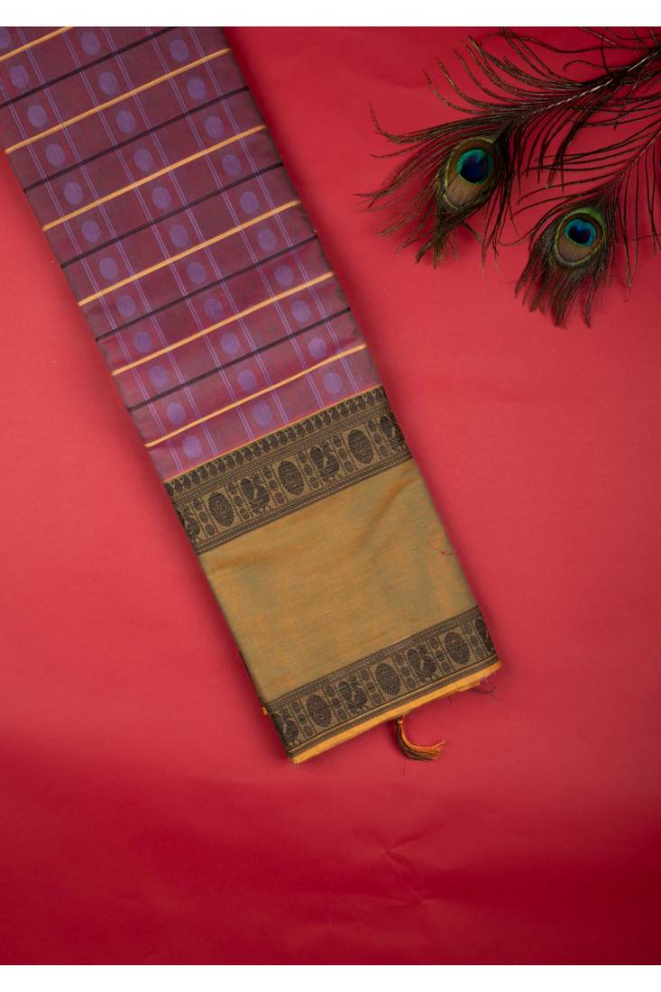 Lavender and green pure kanchi cotton saree