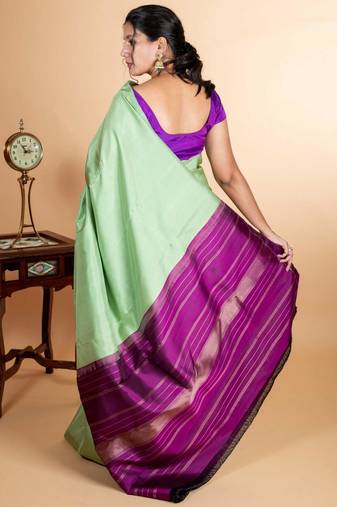 Pastel green silk saree