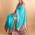 Traditional turqouise multistrip pure silk saree