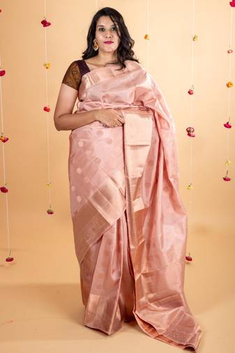 Champagne pure silk saree