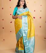 Sampanga lime green pure silk saree