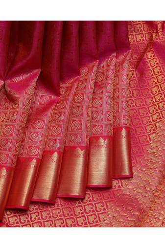 Pink traditional brocade silk saree