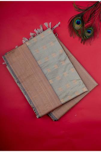 Grey soft silk saree