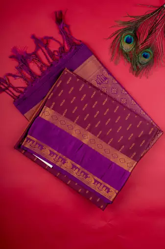 Wine brown soft silk saree