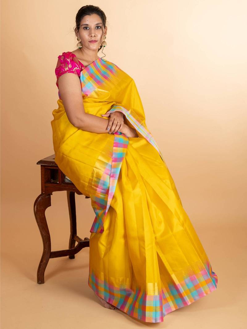 Yellow pattu saree