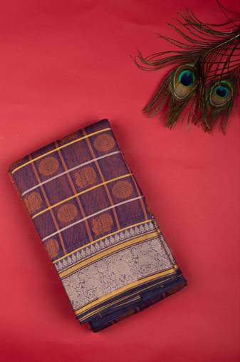 Purple kanchi cotton saree