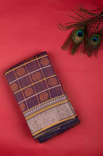 Purple kanchi cotton saree