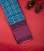 Blue and pink retta pettu kanchi cotton saree