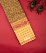 Beige checks pure kanchi cotton saree