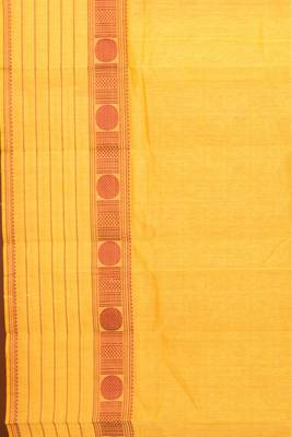 Beige checks pure kanchi cotton saree 3