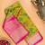Green geometric digital printed semi silk saree
