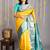 Yellow and blue kanchipuram silk saree