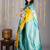 Yellow and blue kanchipuram silk saree