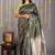Moss green pure silk saree