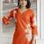 Samiha apricot embroidery kurta pant set