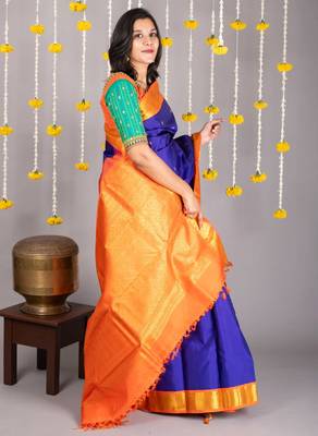 Blue colour pattu saree with silk mark certified 3