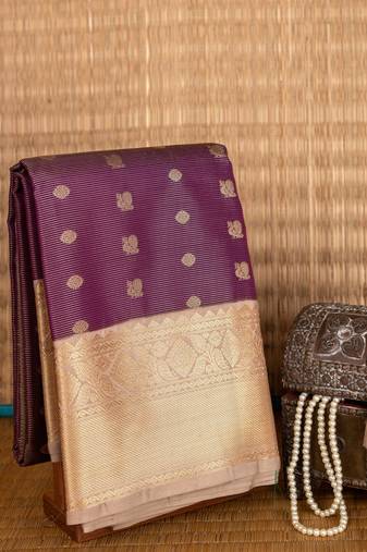 Purple thousand butta semi soft silk saree