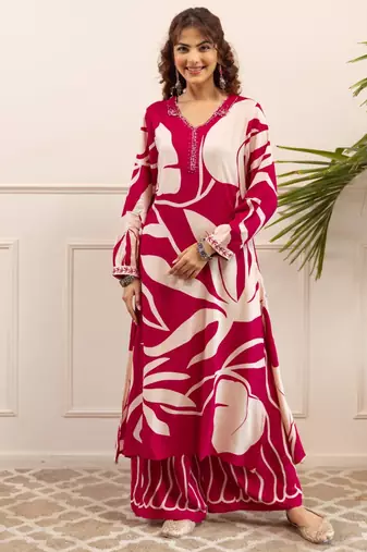 Kabool cherry printed kurta pant set