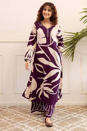 Kabool gravel printed kurta pant set