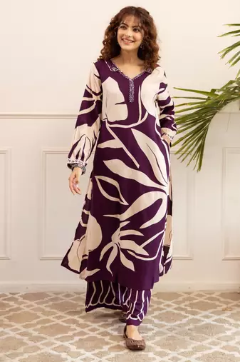 Kabool gravel printed kurta pant set