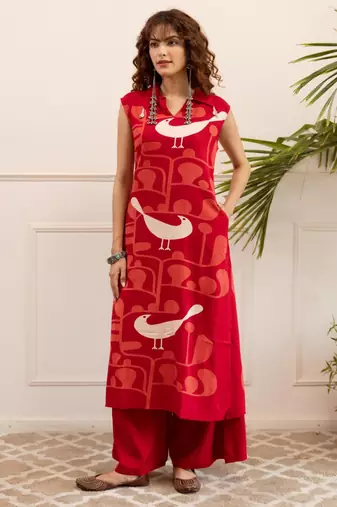 Kabool ruby printed kurta pant set