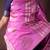 Pink and navy blue borderless pure silk saree
