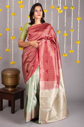 Red silk saree with silk mark certified