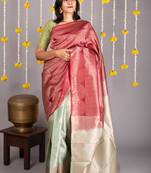 Red silk saree with silk mark certified