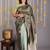 Sage green borderless silk saree
