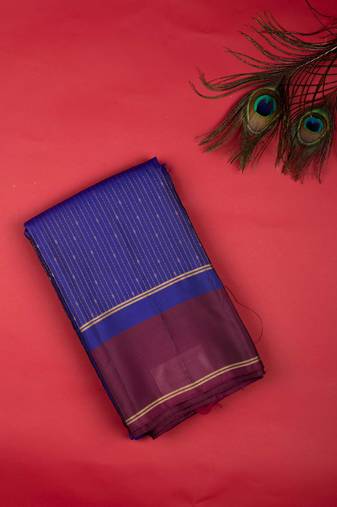 Blue and maroon pure touch silk saree