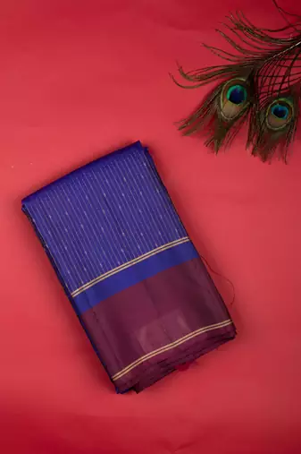 Blue and maroon pure touch silk saree