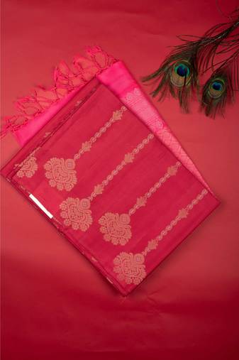 Maroon and pink pure touch silk saree