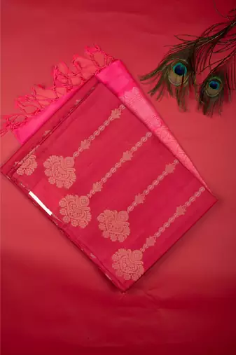 Maroon and pink pure touch silk saree