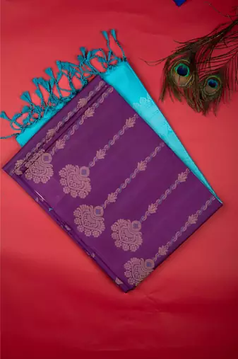 Purple borderless pure touch silk saree