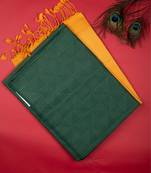Bottle green and mustard pure touch silk saree