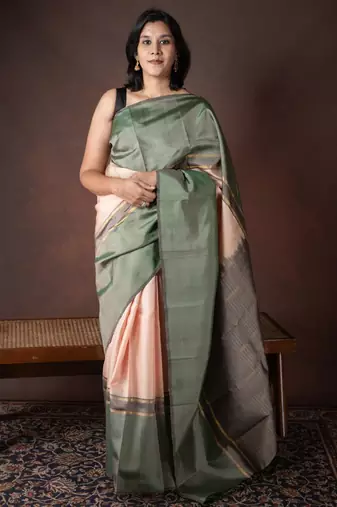 Beige kanchi silk saree