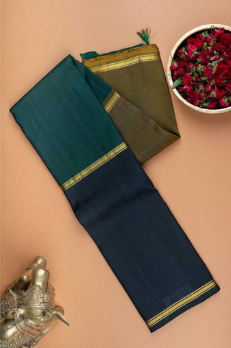 Black green and fenugreek mubbagam silk saree