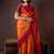 Golden orange pure silk saree