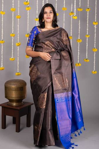 Grey silk saree