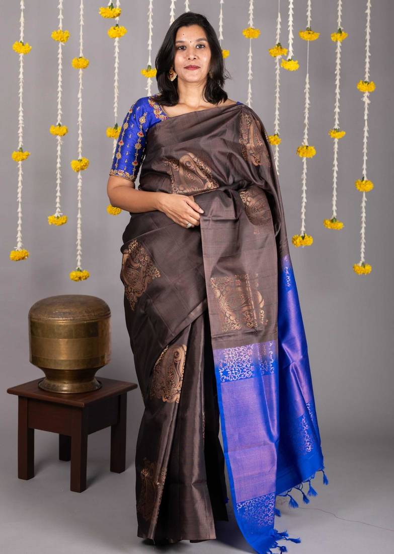 Grey silk saree
