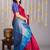 Blue and pink combination silk saree