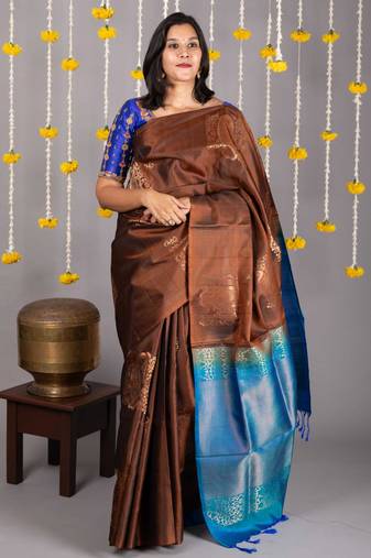 Brown colour pattu saree