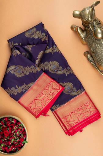 Jamun purple and red semi silk saree