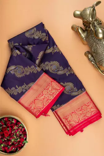 Jamun purple and red semi silk saree