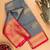 Grey and red semi silk saree