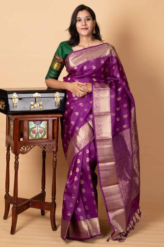 Purple pure silk saree