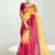 Yellow and rani pink organza tissue sequins embroidery handwork wedding wear saree