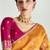 Yellow and rani pink organza tissue sequins embroidery handwork wedding wear saree