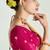 Yellow and rani pink organza tissue sequins embroidery handwork wedding wear saree